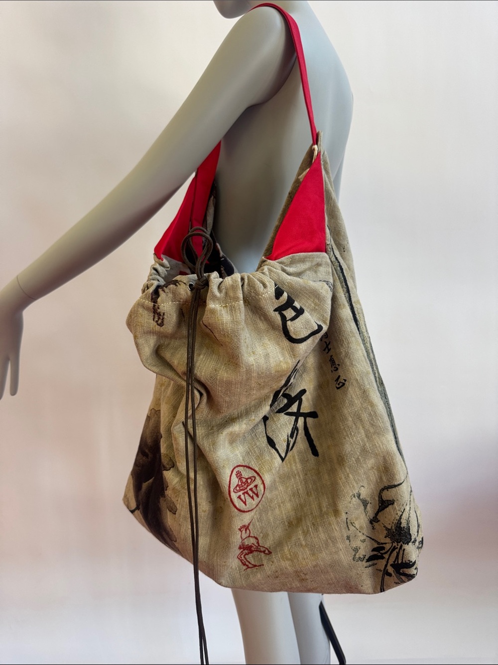 Vivienne Westwood Yourself +5 Vegan Drawstring Tote Bag Chinese Print BRAND NEW